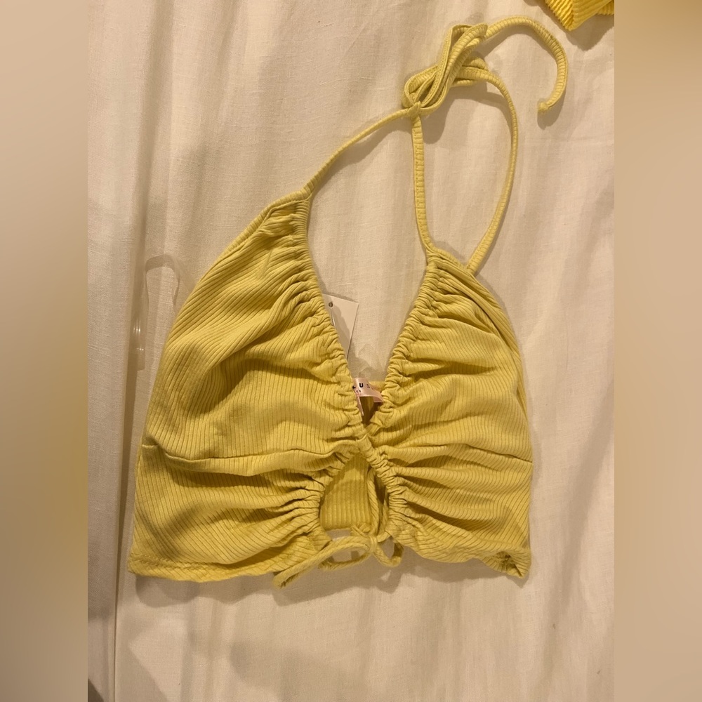 yellow halter top